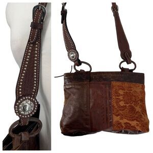 Pure Bohemian Southwestern Leather Bag Embroidered Damask Velvet Crossbody